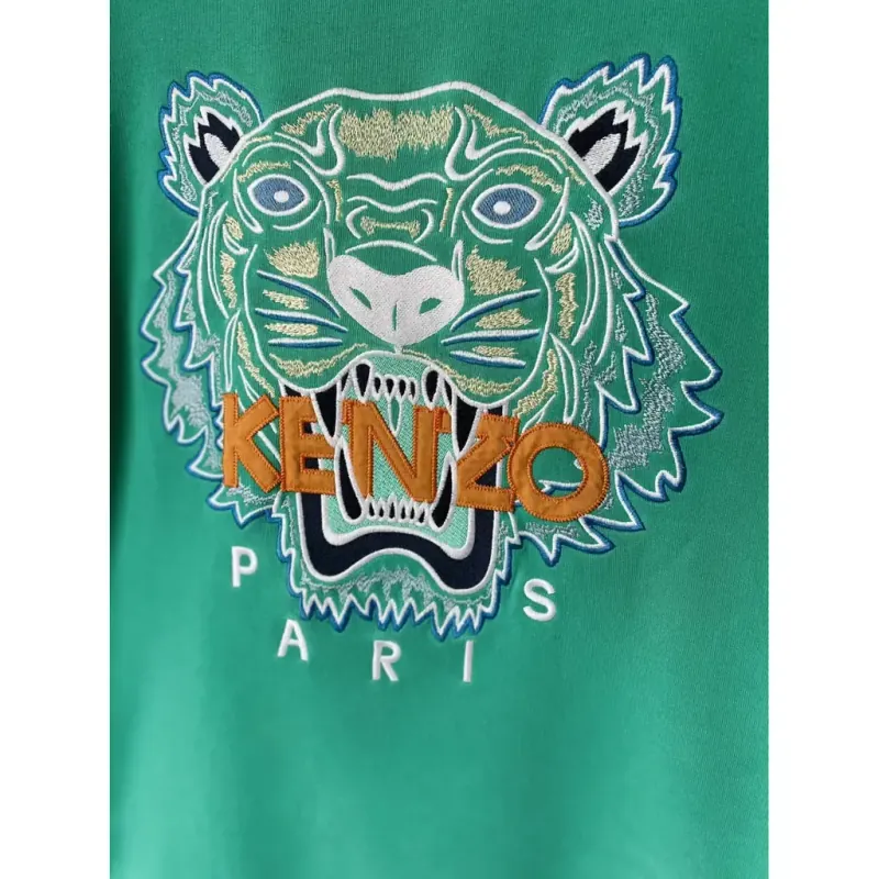 Áo sweatshirt Kenzo thêu đầu hổ màu xanh lá size M 757849