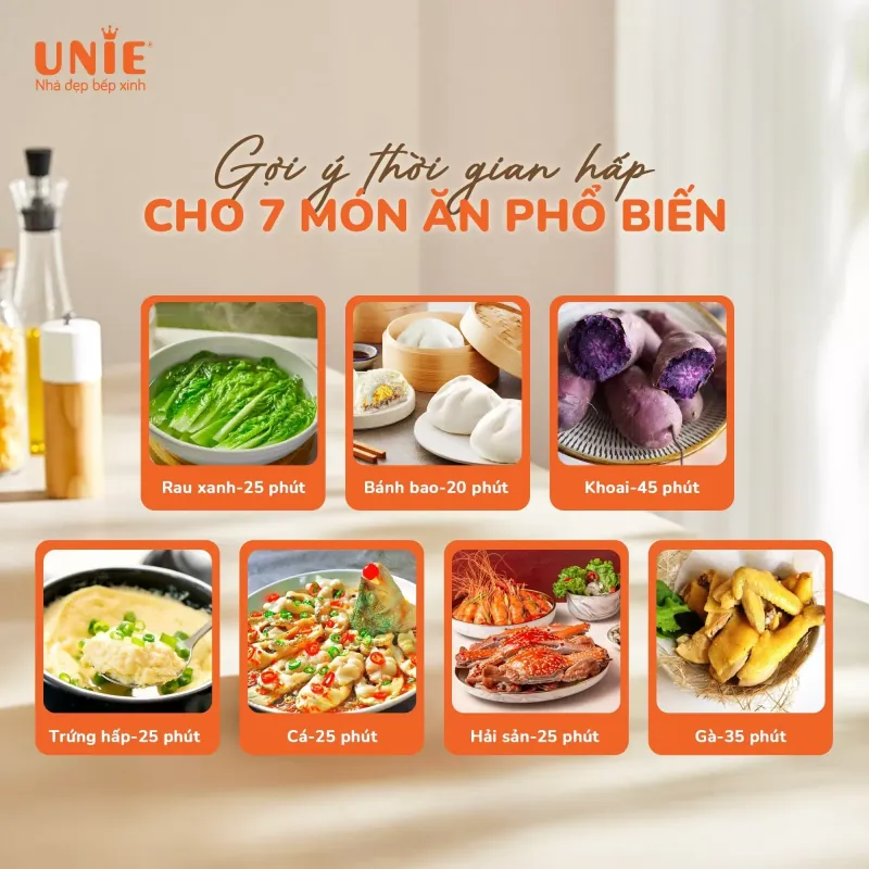 Nồi hấp Unie UE680 dung tích lớn 15L, 3 tầng hấp, gợi ý thời gian hấp 689678