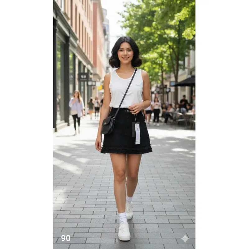 Chân váy jean ngắn, chưa sử dụng, free size từ 45-55kg, màu xanh biển, đen 753157