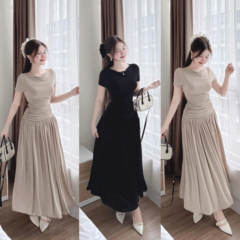 Váy maxi trễ vai mặc 3 kiểu size L (Mới nguyên tem mác) 443042