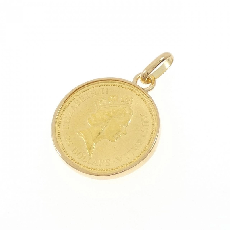 K18YG(枠) Đồng xu mặt dây chuyền - Hàng hiệu Authentic 866343