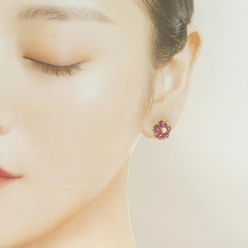 K18YG Bông tai Ruby - Hàng hiệu Chính hãng 874227