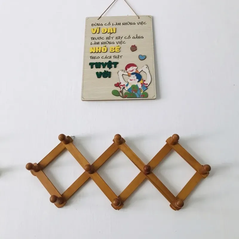 Móc áo gỗ treo tường 10 núm size nhỏ 592824