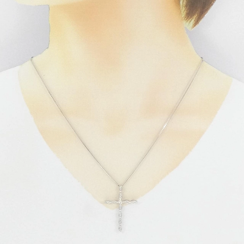 K18WG Dây chuyền kim cương hình chữ thập - Hàng hiệu Chính hãng 862358