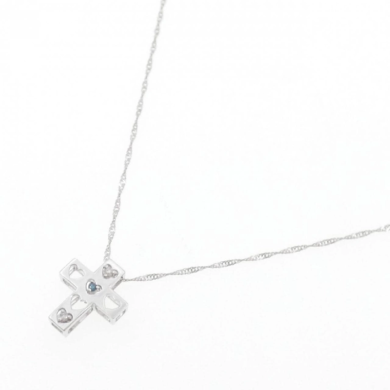 K18WG Đan Chéo × Trái Tim Dây Chuyền Kim Cương 0.03CT - Hàng hiệu Chính hãng 860835