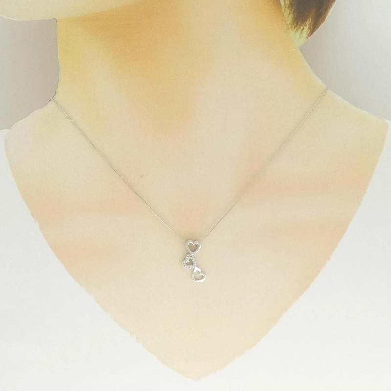 K18WG Dây chuyền kim cương hình trái tim 0.08CT - Hàng hiệu Chính hãng 858161