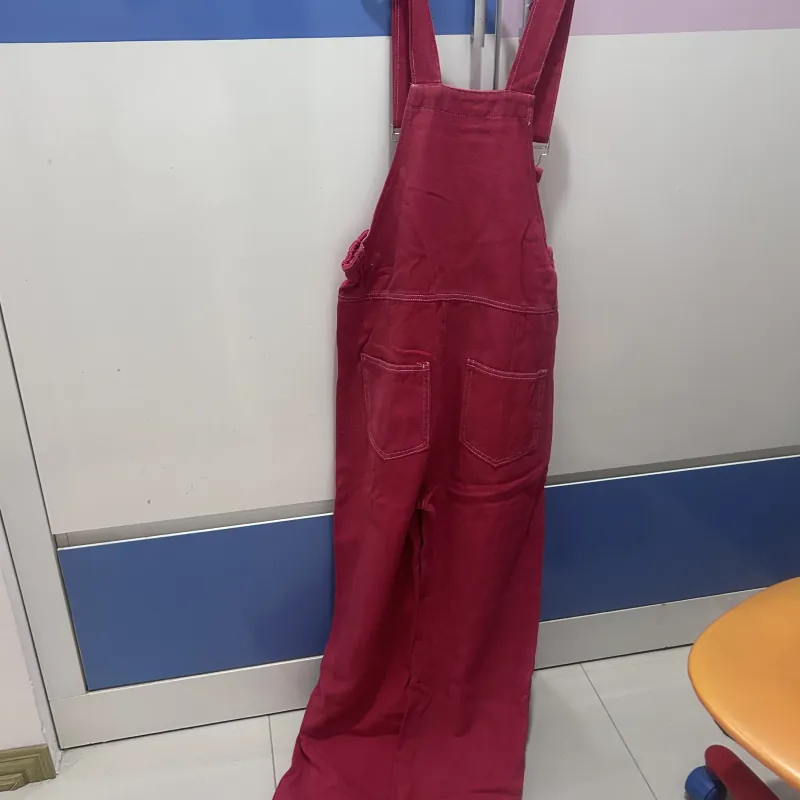 QUẦN YẾM JEANS ỐNG SUÔNG DÀI RỘNG TRƠN MÀU ĐỎ SIZE L 1020535