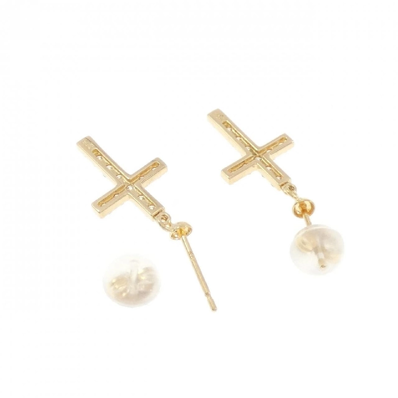 K18YG Bông tai kim cương chéo 0.32CT - Hàng hiệu chính hãng 868546