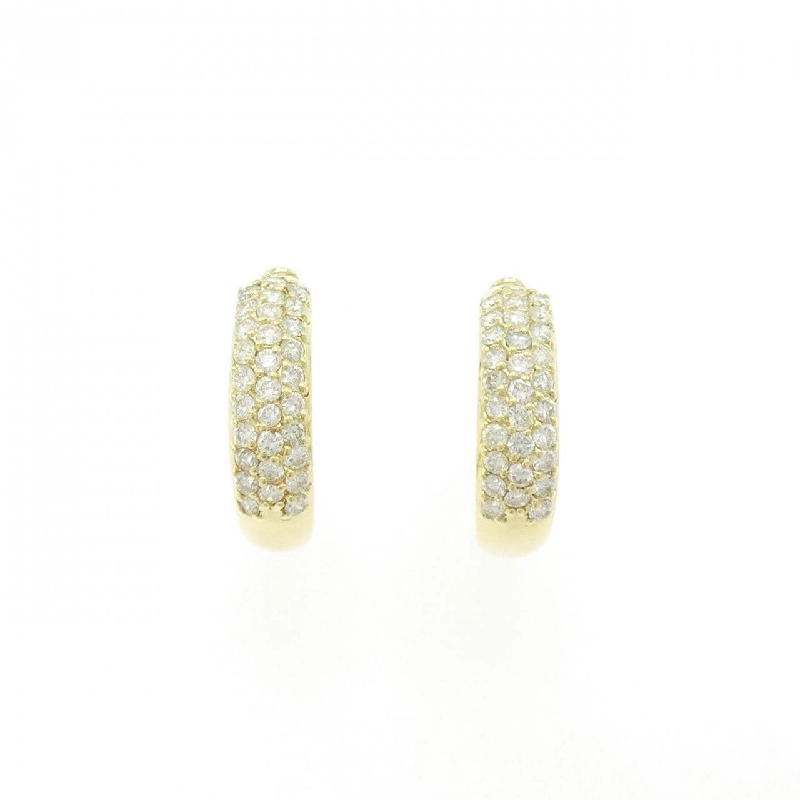 K18YG Pave Diamond Hoop Earrings 1.00CT - Hàng hiệu Authentic 875254