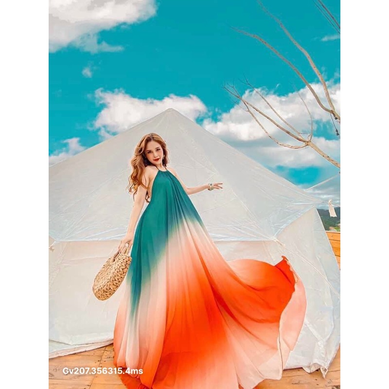 Đầm maxi loang , chất lụa chiffon 138849