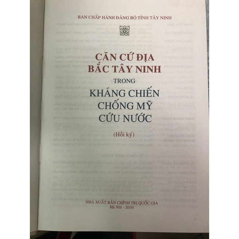 CĂN CỨ ĐỊA BẮC TÂY NINH TRONG KHÁNG CHIẾN CHỐNG MỸ CỨU NƯỚC( Hồi ký) 478759