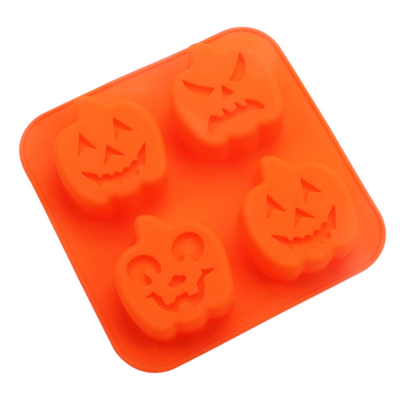 Khuôn silicon làm bánh, rau câu, socola 4 hình Halloween bí ngô – Mã số 1364 222849