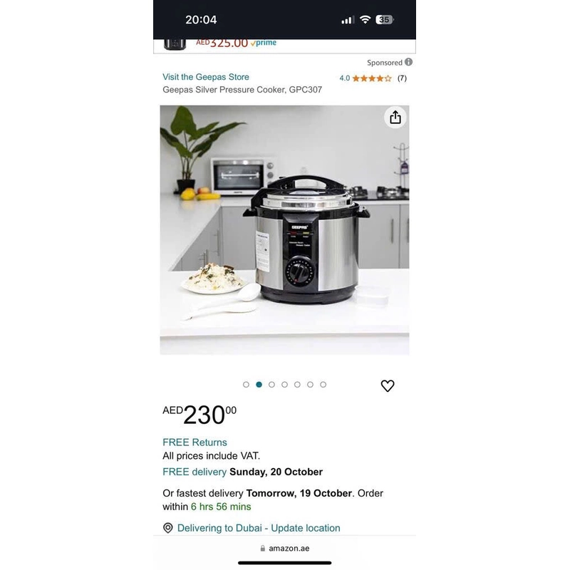 Nồi áp suất điện GEEPAS ( hàng trên amazon)  506425