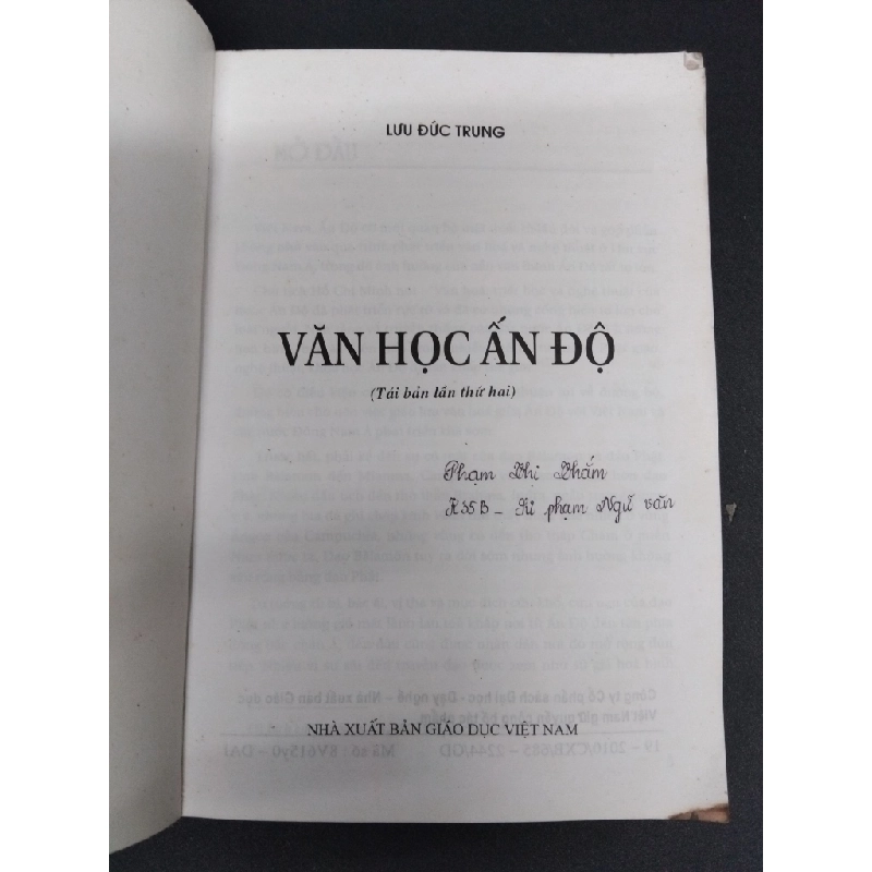 Văn học Ấn Độ mới 80% ố bẩn 2010 HCM1008 Lưu Đức Trung GIÁO TRÌNH, CHUYÊN MÔN 202220