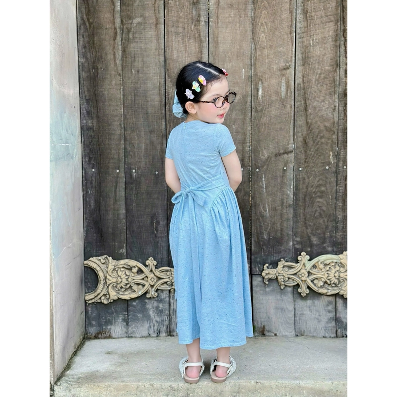 VÁY ĐÔI / COUPLE MẸ VÀ BÉ GÁI váy đầm maxi thun cột nơ phía sau kèm chun cột tóc 474127
