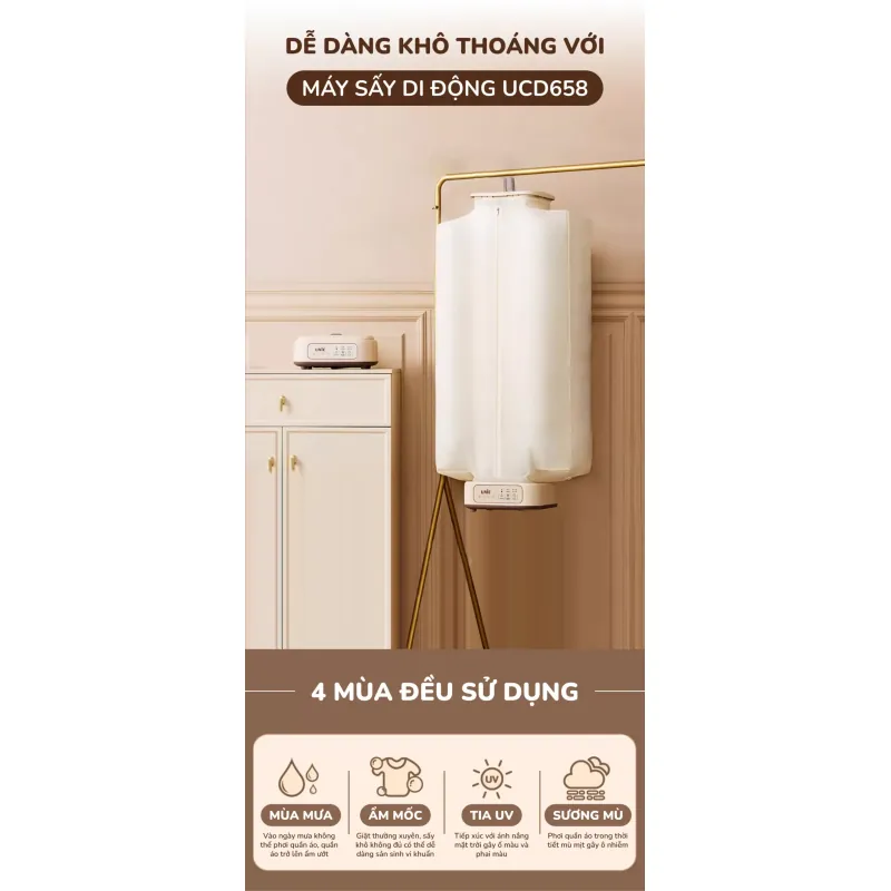 Tủ sấy di động Unie UCD658 700W, sấy nhanh 20 phút, UV diệt khuẩn 99% CHÍNH HÃNG MỚI 575717