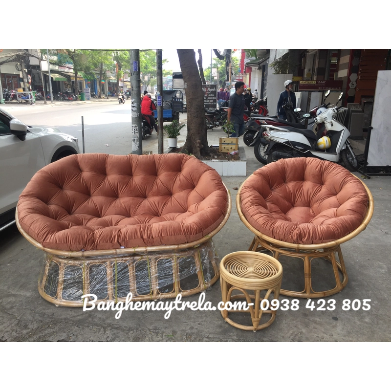 Ghế mây papasan đôi nằm thư giãn 521542