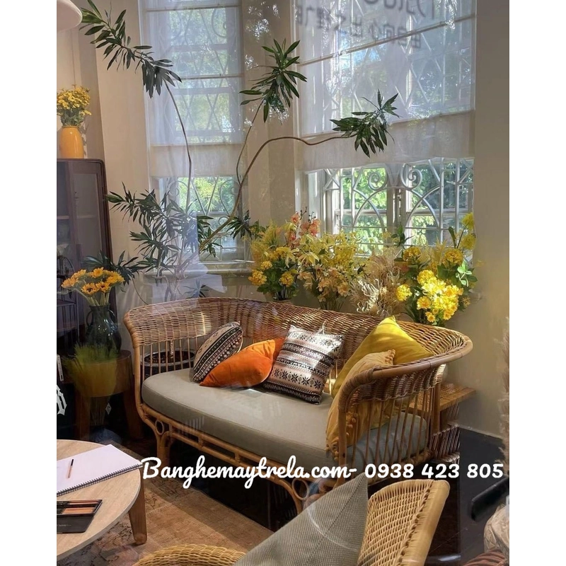 Băng ghế sofa dài mây tự nhiên 493352