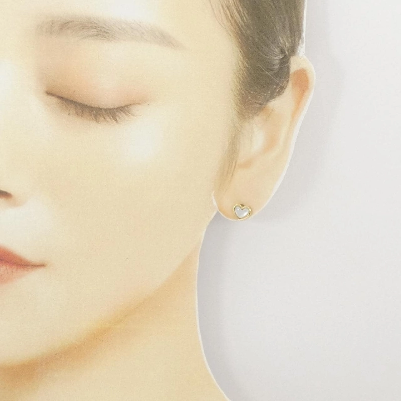 K18YG Heart Mother of Pearl Earrings - Hàng hiệu Authentic 875592