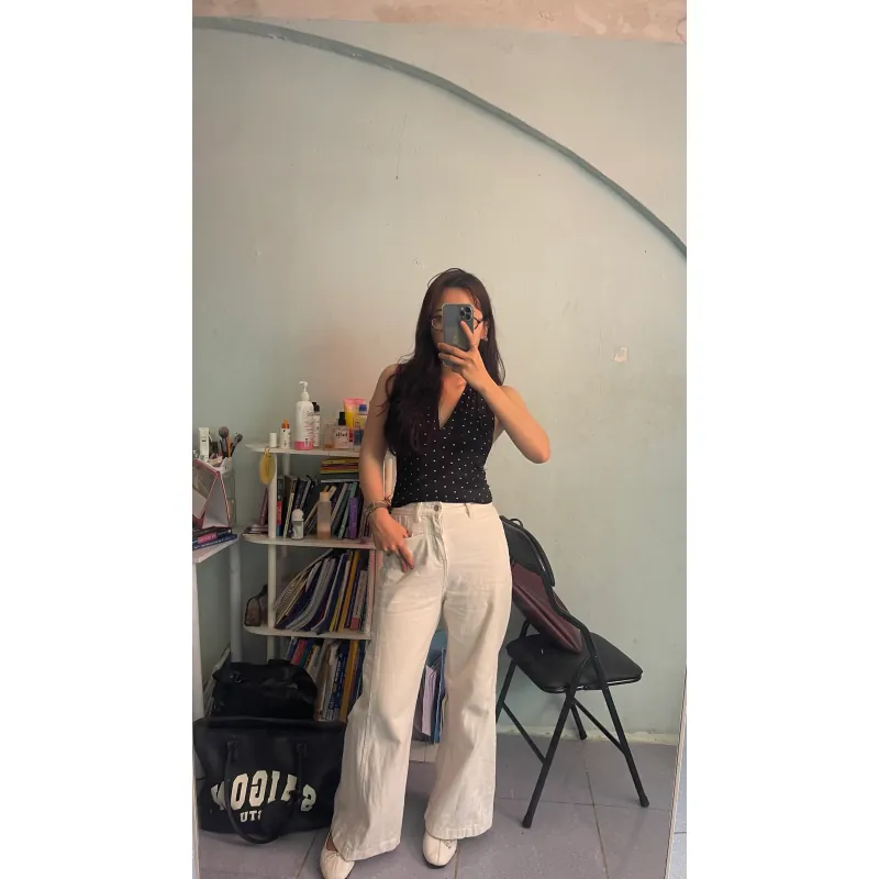 Quần ống rộng cao cạp dễ thương phối nhiều áo thời trang 1007150
