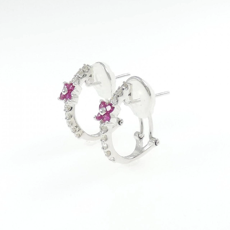 Bông tai/khuyên tai Ruby hoa K18WG 0.32CT - Hàng hiệu Chính hãng 873392