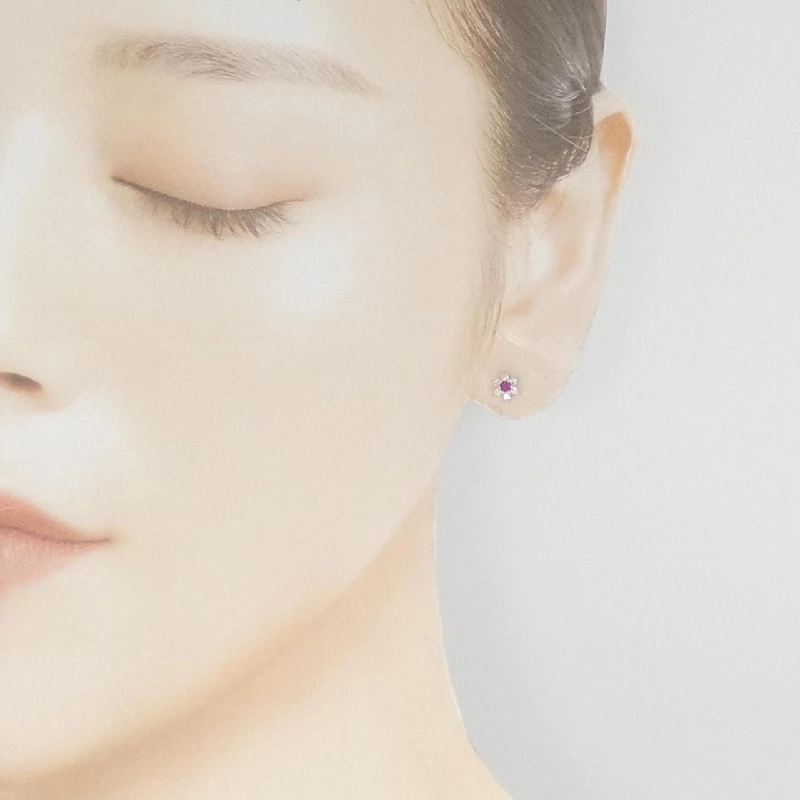 K18WG Bông tai Ruby 0.15CT - Hàng hiệu Chính hãng 871995