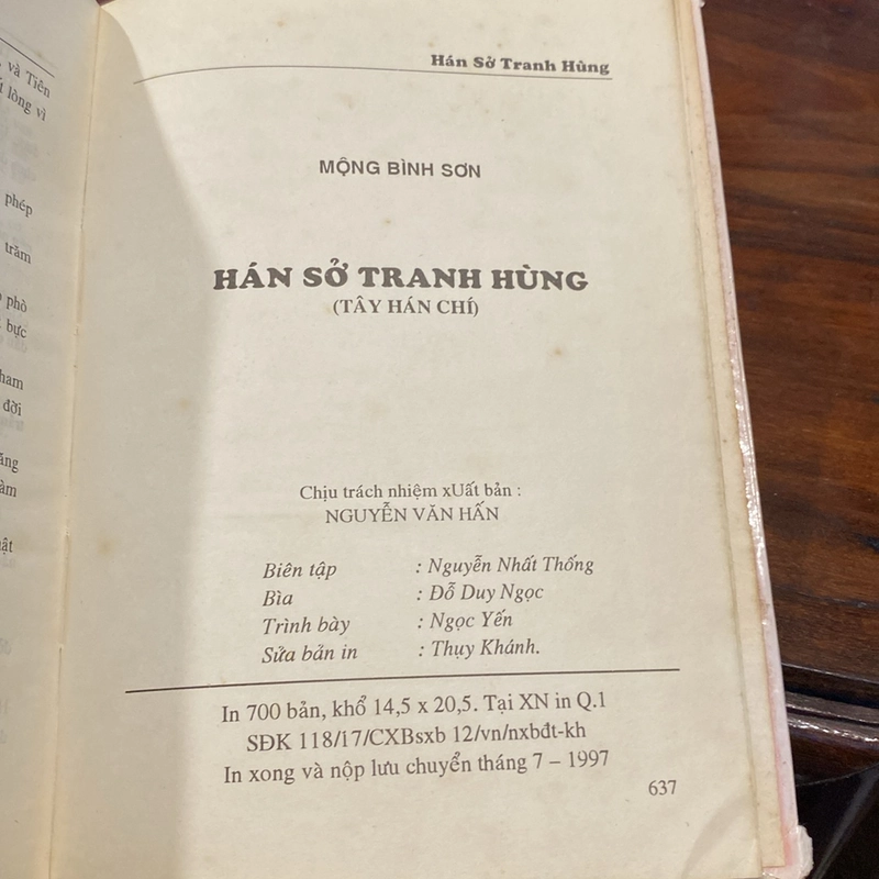 HÁN SỞ TRANH HÙNG, BẢN BÌA CỨNG, XUẤT BẢN NĂM 1997 472719