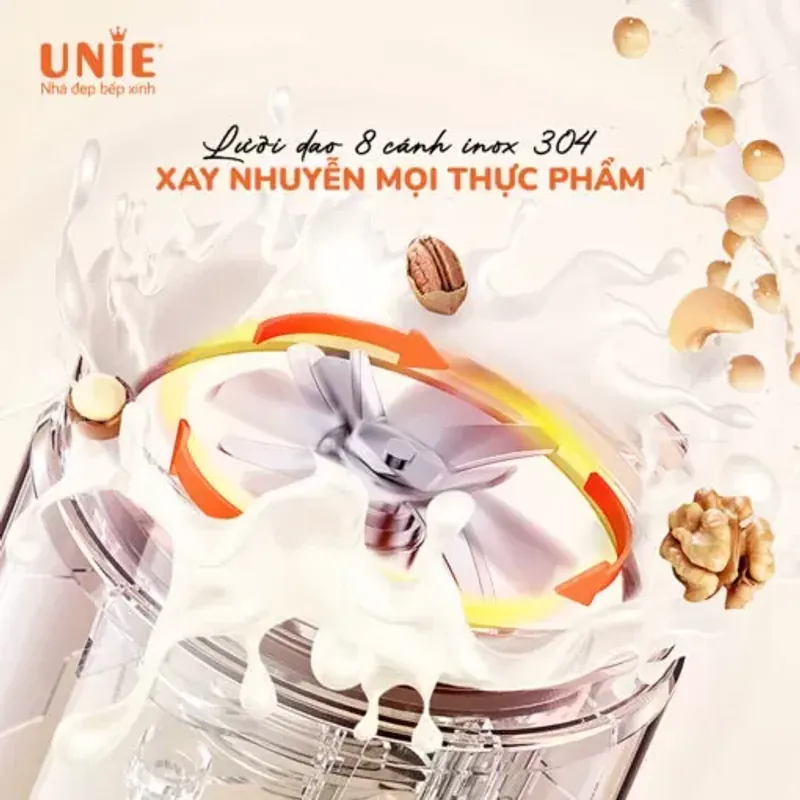 Máy làm sữa hạt UNIE VX dung tích 1.75L, 14 chức năng nấu, chống trào tối đa 706313