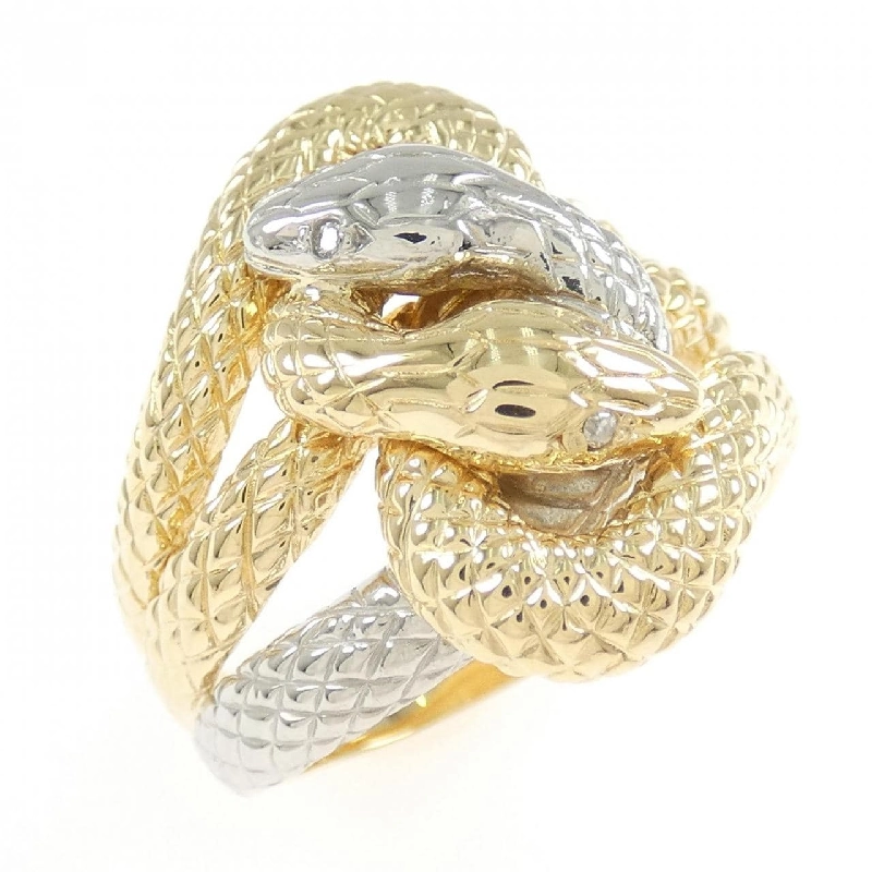 Nhẫn kim cương rắn K18YG/PT900 0.02CT 665410