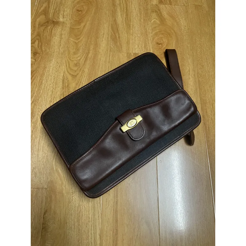 Clutch nam hiệu da thật phối canvas 2hand 1002006