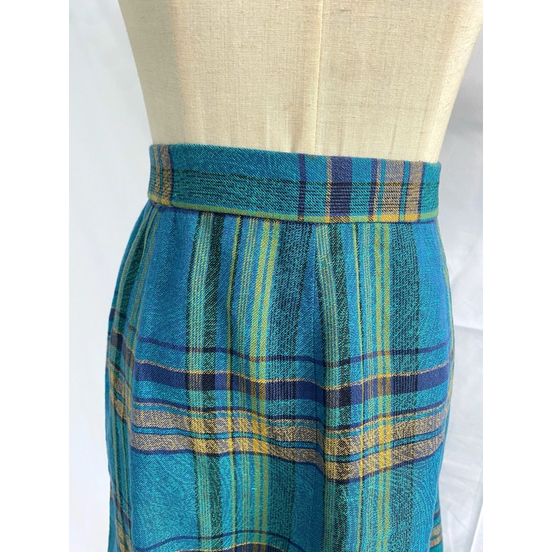 🌻CHÂN VÁY CARO XANH, Size M, Eo chun, Mới 90% 452762