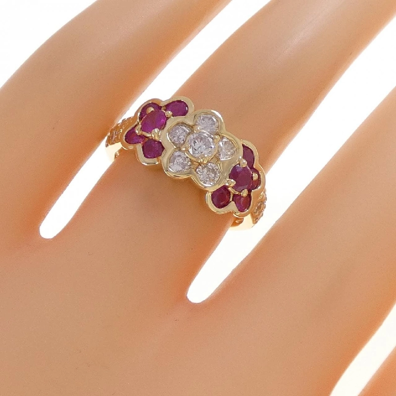 Nhẫn Ruby Hoa K18YG 0.89CT - Hàng hiệu Chính hãng 853856