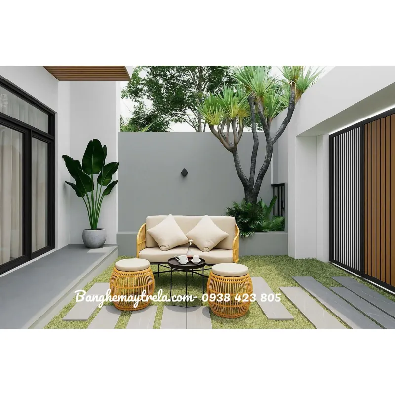 Bàn ghế sofa mây nhựa ngoài trời 558829