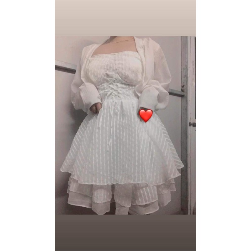 Đầm công chúa đi tiệc đi chơi size M màu trắng sử dụng đc 1 lần  80107