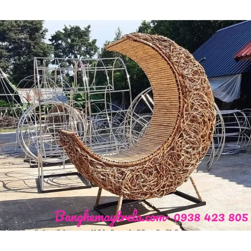 Ghế tổ chim mây tre đan chụp hình 576036