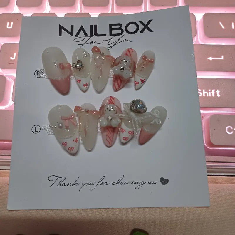 Nailbox Mẫu Thỏ Tai Dài Phối Nơ Mới, Nailbox Thiết Kế, Nailbox Nặn Nổi  560545