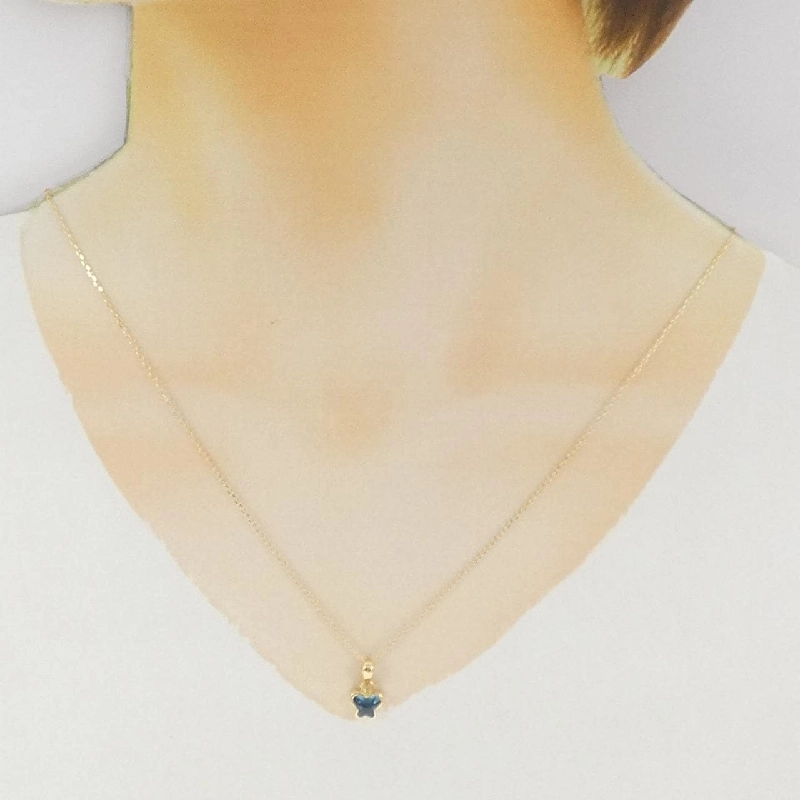 K18YG Bướm Topaz Xanh Dương Dây Chuyền 0.19CT - Hàng hiệu Chính hãng 857554