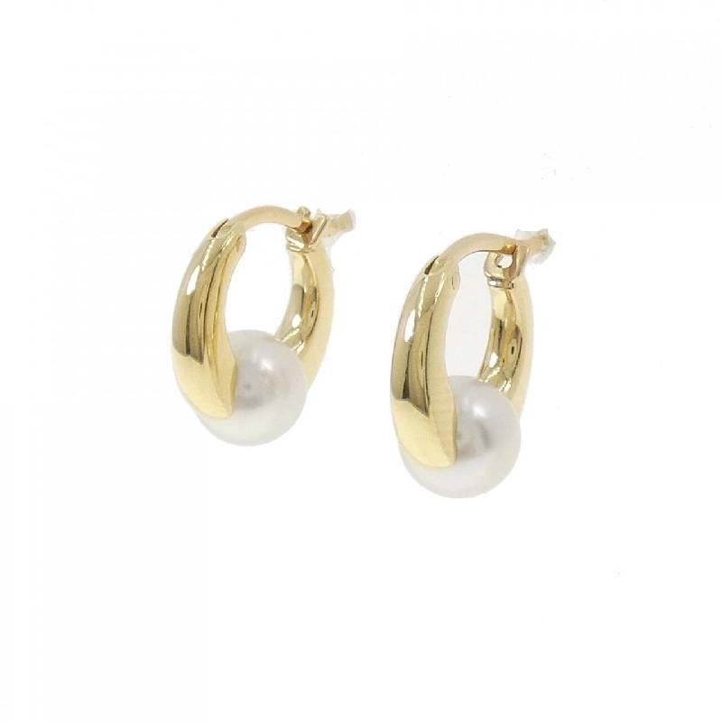 Khuyên tai hình vòng K18YG với ngọc trai Akoya 7.0mm - Hàng hiệu Chính hãng 872074