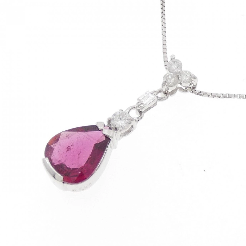 K18WG Đá Tourmaline Rubelite Dây Chuyền 1.70CT - Hàng hiệu Chính hãng 859749