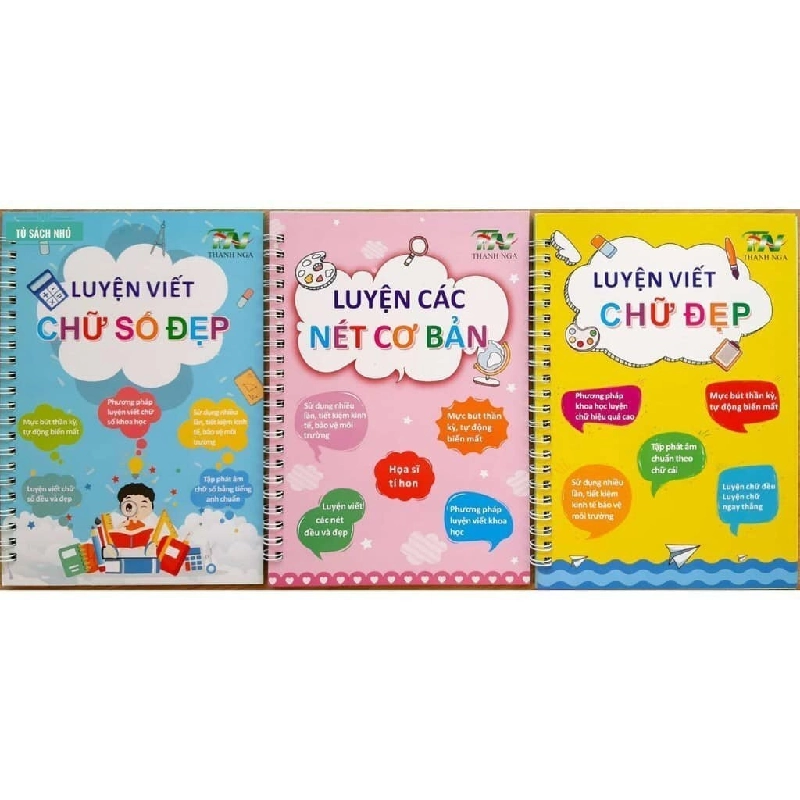 Combo 3 Vở Tập Viết Mực Tự Xóa Cho Bé – Luyện Viết Chữ Số & Nét Cơ Bản Dành Cho Trẻ Mầm Non, Tiểu Học LaLaHHome 531100