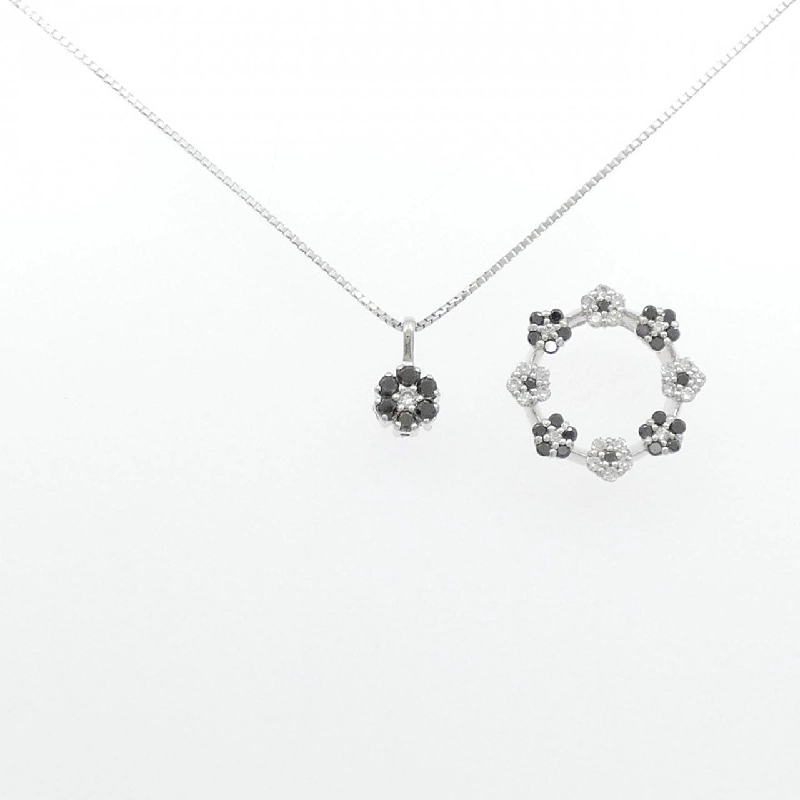 K18WG 2WAY Hoa Đá Quý Kim Cương Dây Chuyền 0.65CT - Hàng hiệu Chính hãng 859189