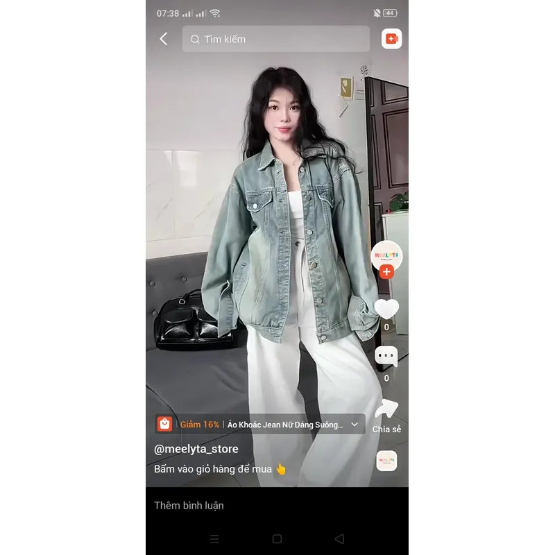 Áo khoác Jean nữ màu bụi form rộng 592809