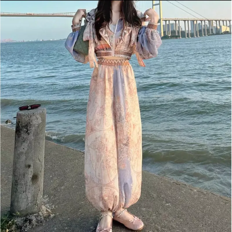 Đầm dài họa tiết hoa văn phόng cách, màu pastel size M 790667