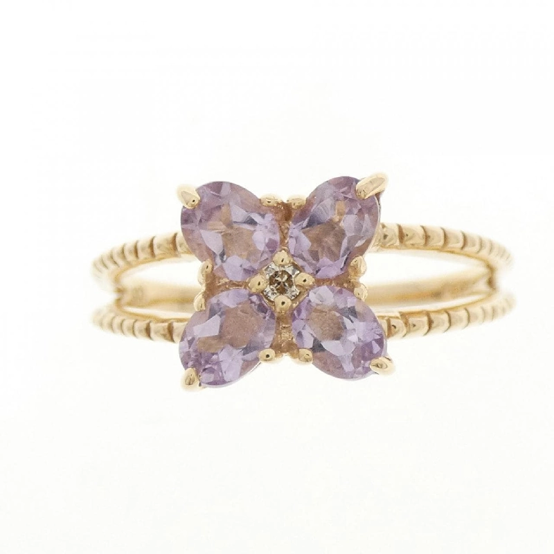 Nhẫn Amethyst K10YG Hoa 672869