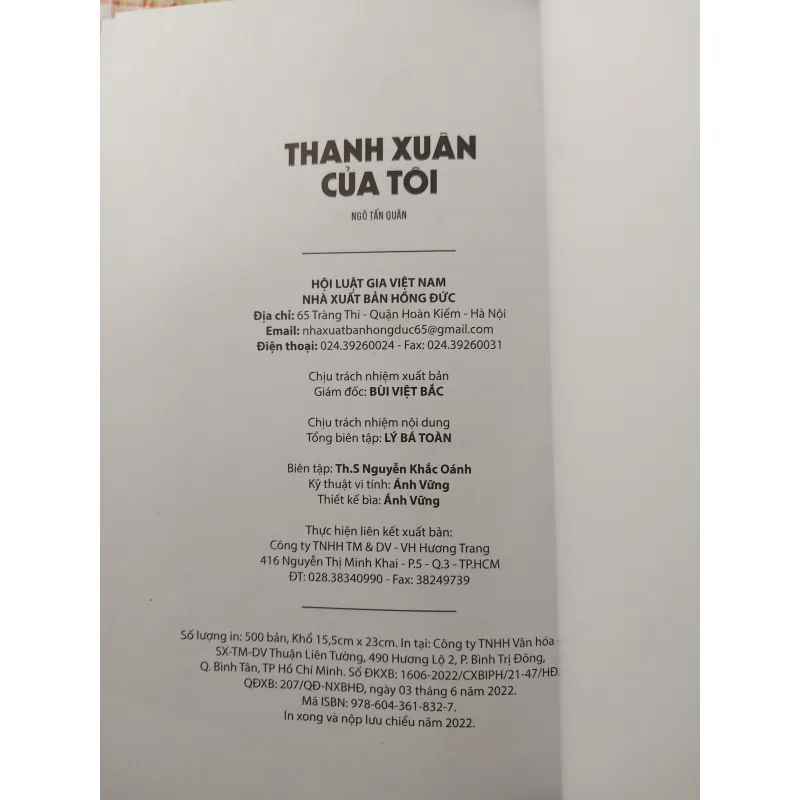 THANH XUÂN CỦA TÔI - NGÔ TẤN QUÂN - Thể loại HỒI KÝ 732328