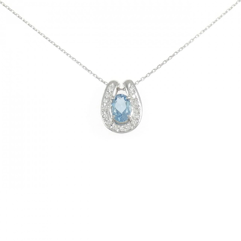 Dây chuyền aquamarine PT900/PT850 0.66CT - Hàng hiệu Authentic 856598