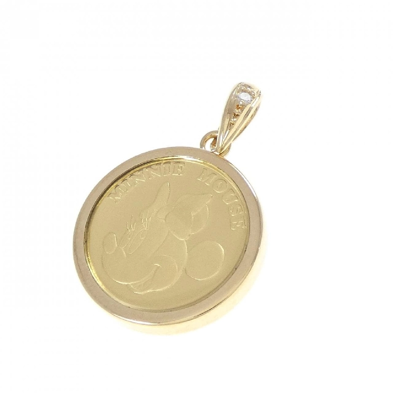 K18YG(khung) Mặt dây chuyền đồng xu kim cương 0.01CT - Hàng hiệu Chính hãng 865796