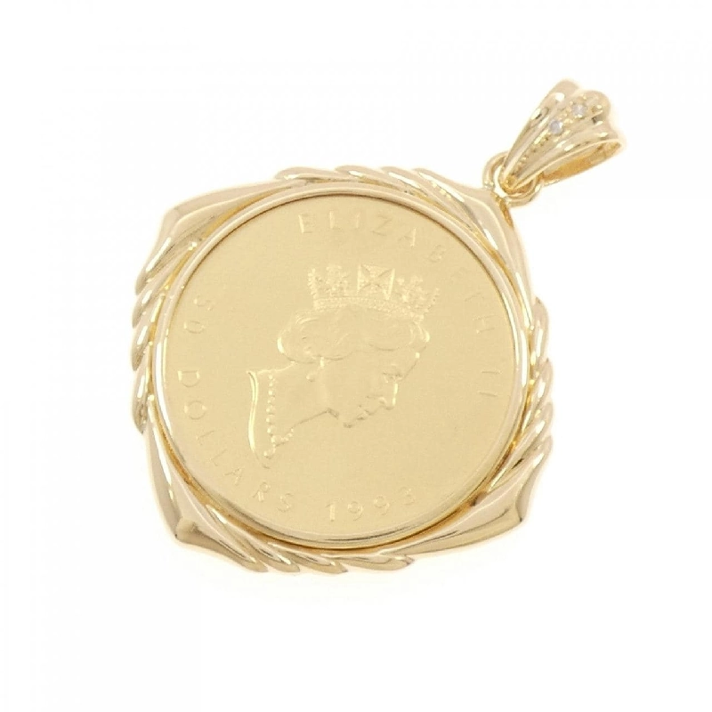 K18YG(枠) Dây chuyền đồng xu kim cương 0.02CT - Hàng hiệu Chính hãng 863691