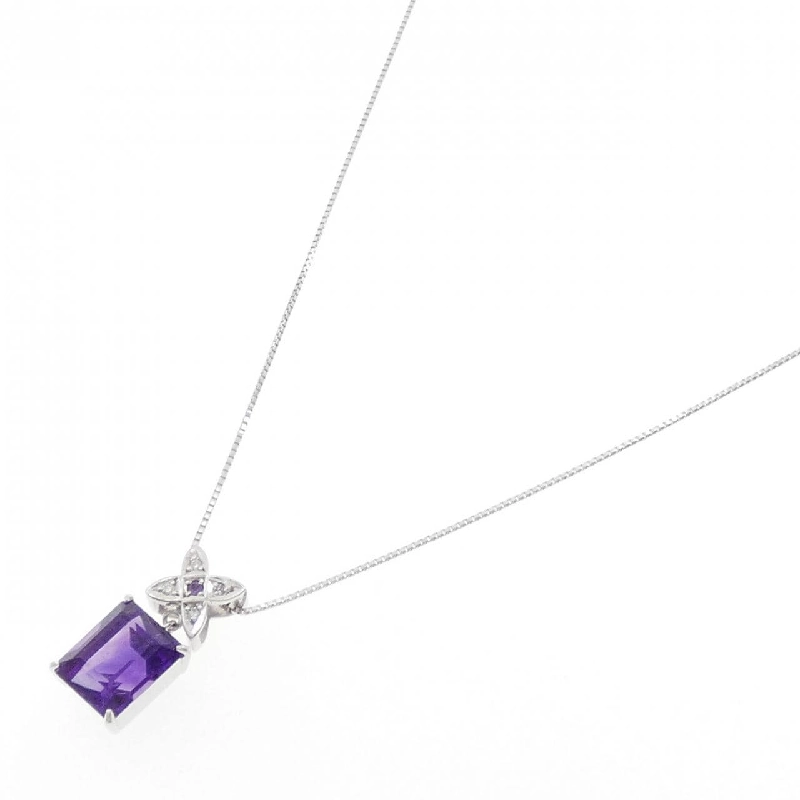 K18WG Đá Amethyst Dây Chuyền 3.72CT - Hàng hiệu Chính hãng 863173