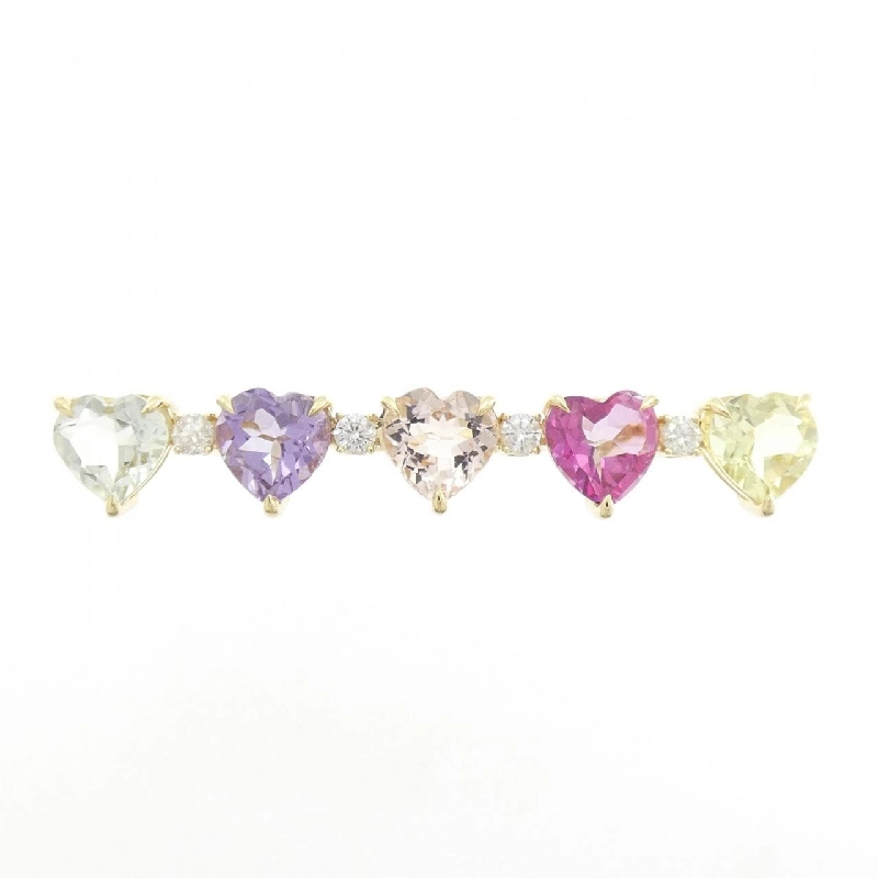 Nhẫn đá màu hình trái tim K18YG 666730